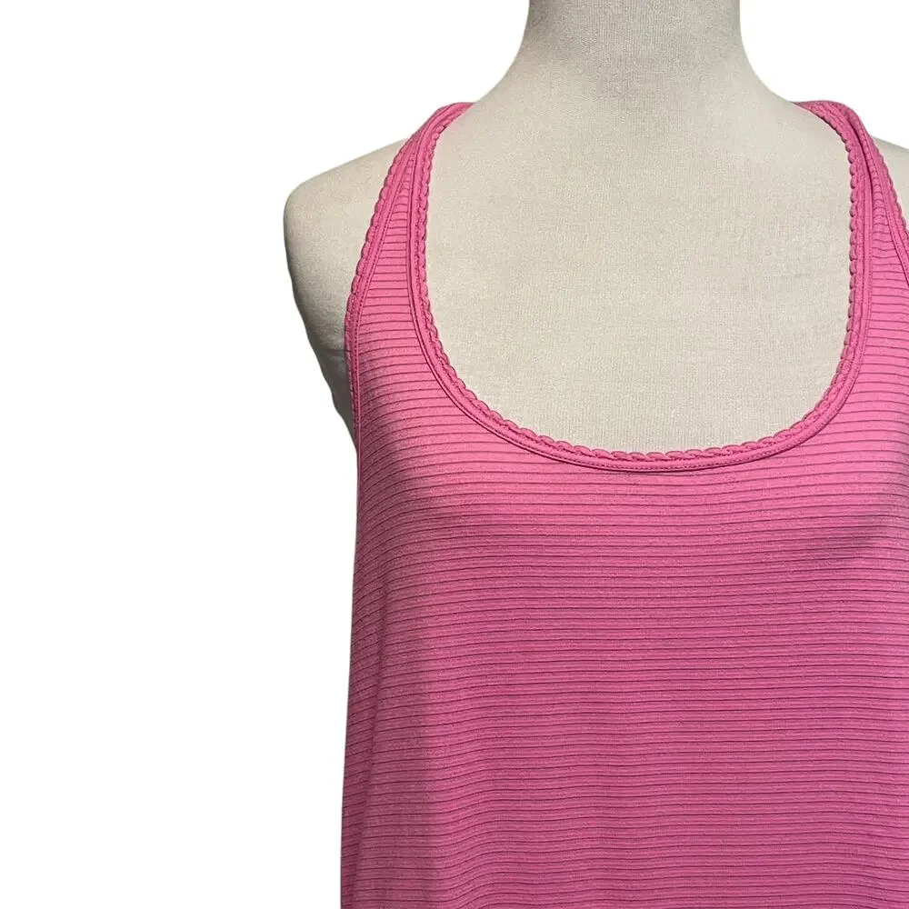 Lululemon Cool Racerback Tank Womens Size 6 Hyper Stripe Pink Small Workout Top